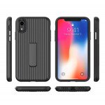 Wholesale iPhone Xr 6.1in Cabin Carbon Style Stand Case (Silver)